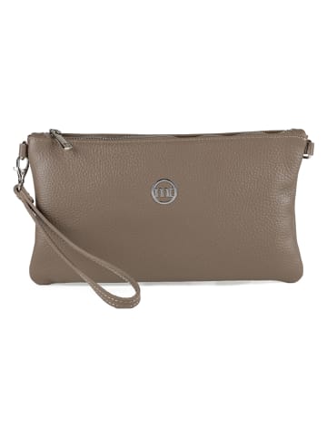 Mia Tomazzi Leren clutch "Caradosso" taupe - (B)26 x (H)15 x (D)3 cm