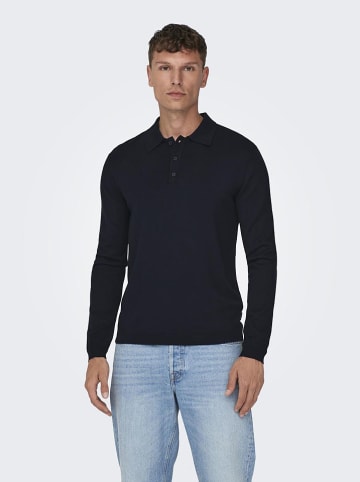 ONLY & SONS Koszulka polo "Wyler" w kolorze granatowym