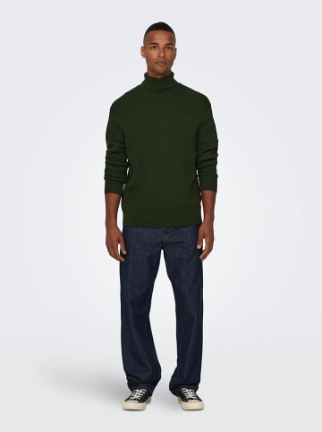 ONLY & SONS Rollkragenpullover "Phil" in Dunkelgrün