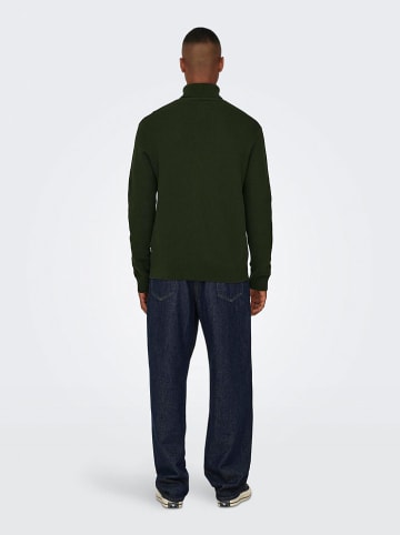 ONLY & SONS Rollkragenpullover "Phil" in Dunkelgrün