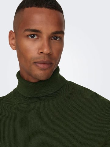 ONLY & SONS Rollkragenpullover "Phil" in Dunkelgrün