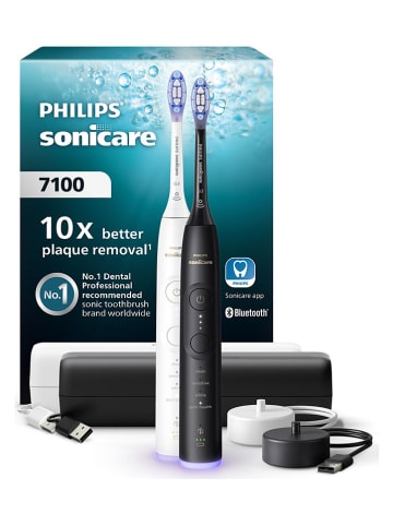 PHILIPS sonicare Schallzahnbürsten-Doppelpack "Sonicare 7100" in Schwarz/ Weiß