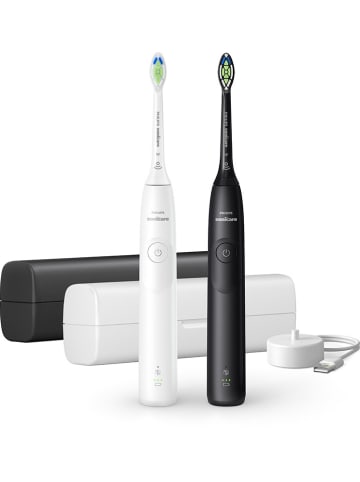 Philips Schallzahnbürsten-Doppelpack "Sonicare 5300" in Schwarz/ Weiß