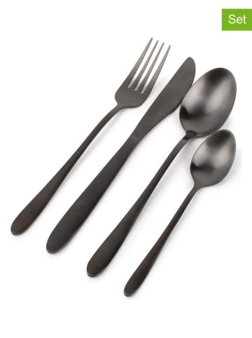 Salt and Pepper 24-częściowy zestaw sztućców "Slim" w kolorze czarnym