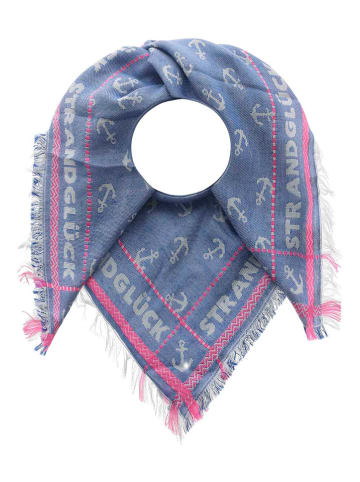 Zwillingsherz Tuch "Strandglück" in Blau/ Pink - (L)110 x (B)110 cm