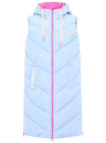Zwillingsherz Doorgestikte bodywarmer "Strandglück" lichtblauw/roze