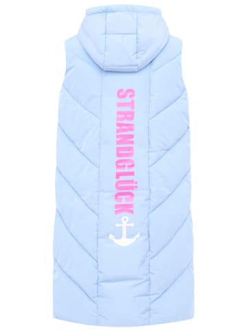 Zwillingsherz Doorgestikte bodywarmer "Strandglück" lichtblauw/roze