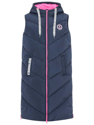 Zwillingsherz Doorgestikte bodywarmer "Strandglück" donkerblauw/roze
