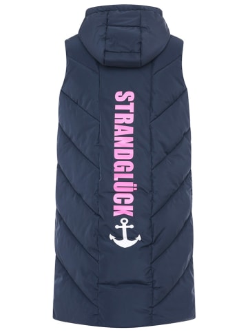 Zwillingsherz Doorgestikte bodywarmer "Strandglück" donkerblauw/roze