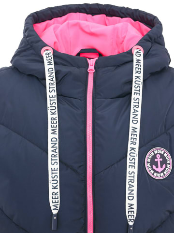 Zwillingsherz Doorgestikte bodywarmer "Strandglück" donkerblauw/roze