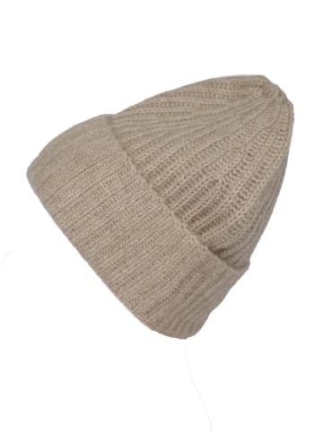 Zwillingsherz Kaschmir-Beanie in Beige