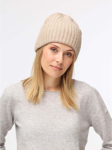 Zwillingsherz Kaschmir-Beanie in Beige