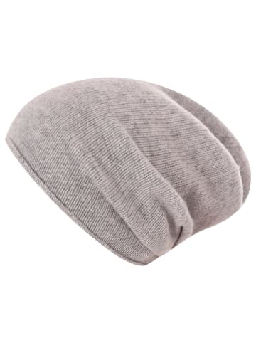 Zwillingsherz Kaschmir-Beanie in Hellgrau