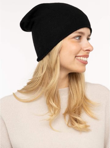 Zwillingsherz Kaschmir-Beanie in Schwarz