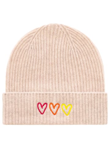 Zwillingsherz Kaschmir-Beanie in Beige