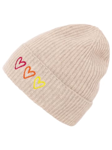 Zwillingsherz Kaschmir-Beanie in Beige
