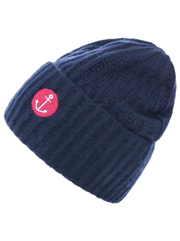 Zwillingsherz Kaschmir-Beanie in Dunkelblau