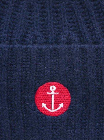 Zwillingsherz Kaschmir-Beanie in Dunkelblau