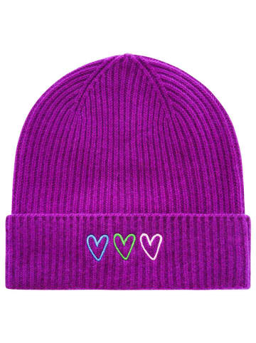 Zwillingsherz Kaszmirowa czapka beanie w kolorze fioletowym