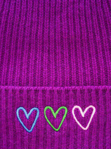 Zwillingsherz Kaschmir-Beanie in Lila