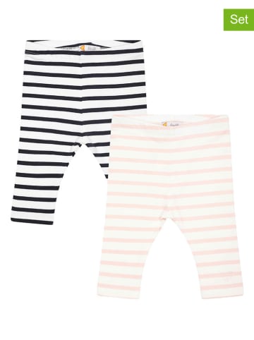 Steiff 2er-Set: Leggings in Schwarz/ Rosa/ Weiß