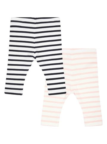 Steiff 2er-Set: Leggings in Schwarz/ Rosa/ Weiß