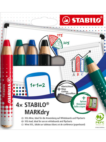 STABILO Whiteboard- & Flipchartmarker "MARKdry" - 4 Stück+Zubehör