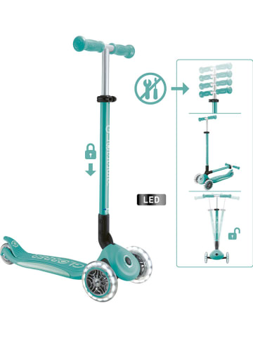 GLOBBER Scooter "Globber primo foldable plus lights" in Hellblau - ab 3 Jahren