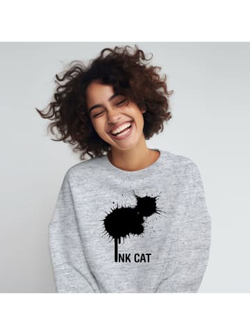WOOOP Sweatshirt "Ink cat" in Grau