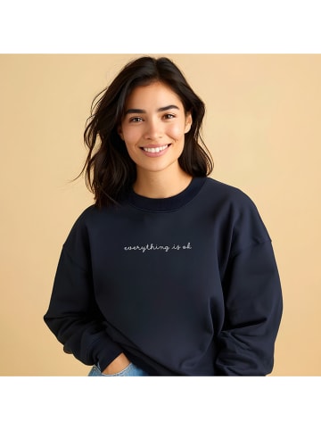 WOOOP Sweatshirt "Everything is okay" in Dunkelblau