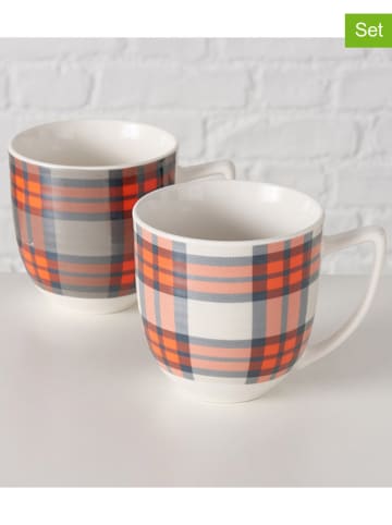 Boltze 2er-Set: Jumbotassen in Grau/ Weiß/ Rot - 400 ml
