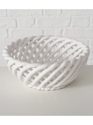 Boltze Misa dekoracyjna w kolorze białym - wys. 8,3 x Ø 21,5 cm