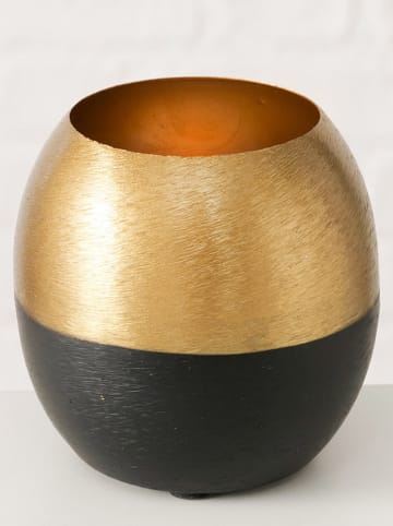Boltze Windlicht ''Anelo'' in Schwarz/ Gold - (H)9,5 x Ø 9 cm