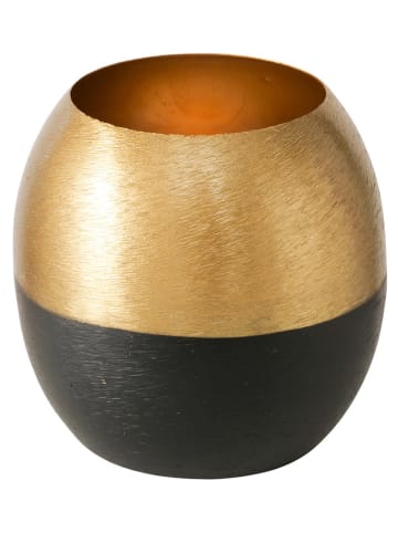 Boltze Windlicht "Anelo" zwart/goudkleurig - (H)9,5 x Ø 9 cm