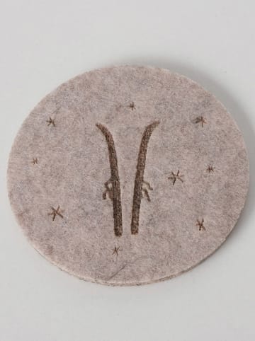 Boltze 12-delige set: onderzetters "Moutains" beige/grijs - Ø 10 cm
