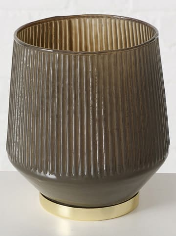 Boltze Windlicht ''Wrann'' in Taupe - (H)12 x Ø 13 cm