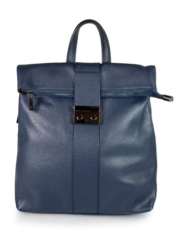 Lia Biassoni Leren rugzak donkerblauw - (B)22 x (H)19 x (D)13 cm