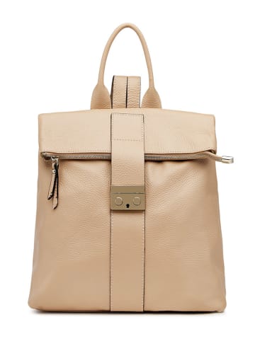 Lia Biassoni Leren rugzak beige - (B)34 x (H)41 x (D)12 cm