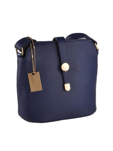 Lia Biassoni Leder-Umhängetasche in Dunkelblau - (B)29 x (H)26 x (T)12 cm