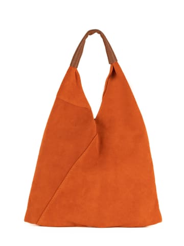 Mila Blu Leren schoudertas "Mirtillo" oranje - (B)34 x (H)39 x (D)8 cm
