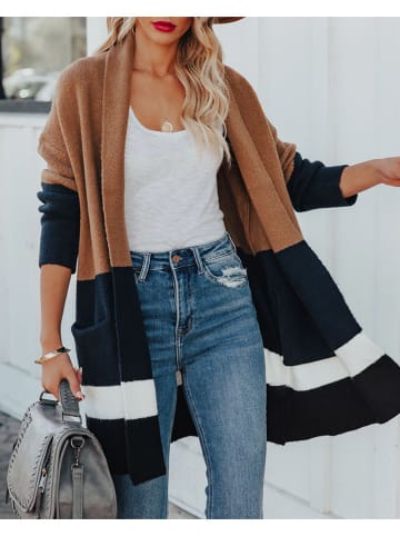 Milan Kiss Cardigan in Hellbraun/ Schwarz