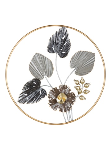GILDE Wandrelief "Novero" in Gold/ Grau - Ø 65 cm