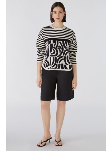 Oui Pullover in Schwarz/ Weiß