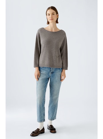 Oui Woll-Pullover in Taupe