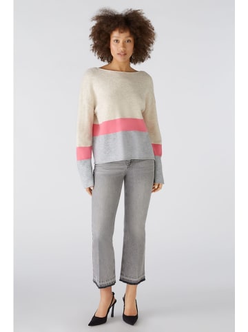 Oui Pullover in Creme/ Pink/ Grau