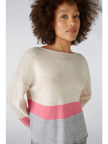 Oui Pullover in Creme/ Pink/ Grau