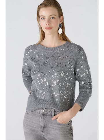 Oui Woll-Pullover in Grau