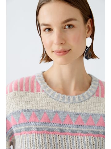 Oui Woll-Pullover in Creme/ Rosa