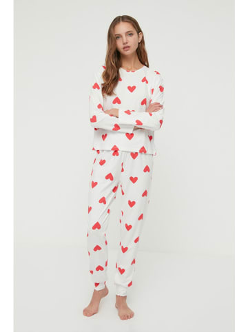 trendyol Pyjama in Weiß/ Rot