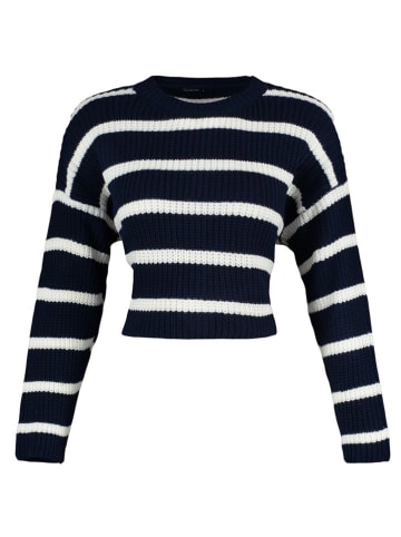 trendyol Pullover in Dunkelblau/ Weiß